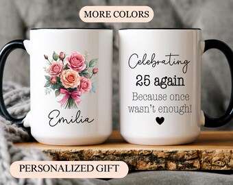 50th Birthday Gift for Women, 50th Birthday Mug, Personalized Birthday Gifts Funny 50th coffee cup 1975, Custom Gift For 50 Year Old Woman