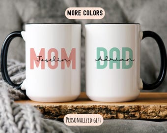 Personalized New Parents Gift, Mom and Dad Mugs, Mom Mug, Dad Mug, New Mom, New Dad, Mugs For Mom, Mugs For Dad, Pregnancy Announcement
