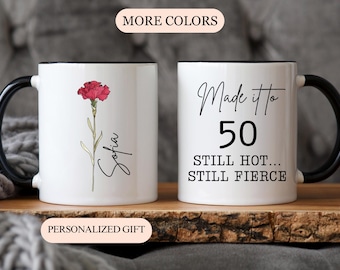 50th Birthday Gift for Women, 50th Birthday Mug, Personalized Birthday Gifts Funny 50th coffee cup 1975, Custom Gift For 50 Year Old Woman