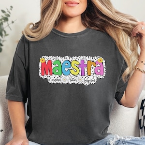 Comfort Colors® Retro Maestra Shirt, Dual Language Crew, Bilingual Teacher, Spanish Teacher Gift, Maestra Bilingue, Back to School Shirt