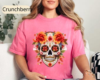 Comfort Colors® Dia de los Muertos T-shirt, Day of the Dead, Sugar Skull Shirt, Mexican shirt, Skull Floral Tee, Halloween Costume Sugar tee