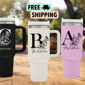 Personalized 40oz Tumbler With Handle Lid and Straw, Best Friend Gifts, Custom Name tumbler, Travel Cup, Birthday Gift for Her, bridesmaid