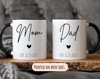 Personalized New Parents Gift, Mom and Dad Mugs, Mom Mug, Dad Mug, New Mom, New Dad, Mugs For Mom, Mugs For Dad, Pregnancy Announcement cups