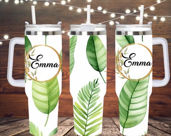 Personalized 40oz Tumbler With Handle Lid and Straw, Custom Beach Vacation Tumbler, bridesmaid tumbler, Gift for Best Friend, Gifts for Her