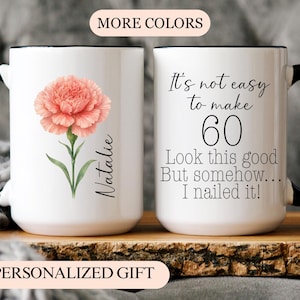 Personalized Birthday Gifts Funny 60th Mug, Custom happy 60th birthday mug, Turning 60 Year Old mug for Women, Mom Birthday Gift,Six-tea Cup