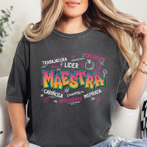 Comfort Colors® Retro Maestra Shirt, Dual Language Crew, Bilingual Teacher, Spanish Teacher Gift, Maestra Bilingue, Back to School Shirt