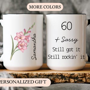Personalized Birthday Gift Funny 60th Mug, Custom happy 60th birthday mug, Turning 60 Year Old mug for Women, Mom Birthday Gift, Six-tea Cup