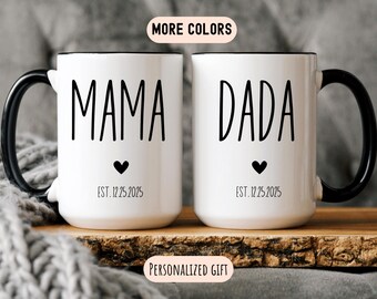 Personalized New Parents Gift, Mom and Dad Mugs, Mom Mug, Dad Mug, New Mom, New Dad, Mugs For Mom, Mugs For Dad, Pregnancy Announcement Cups