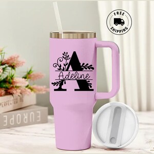 Personalized 40oz Tumbler With Handle Lid and Straw, Best Friend Gifts, Custom Name tumbler, Travel Cup, Birthday Gift for Her, bridesmaid