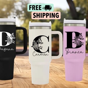 Personalized 40oz Tumbler With Handle Lid and Straw, Best Friend Gifts, Custom Name tumbler, Travel Cup, Birthday Gift for Her, bridesmaid
