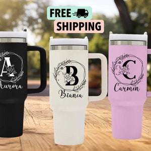 Personalized 40oz Tumbler With Handle Lid and Straw, Best Friend Gifts, Custom Name tumbler, Travel Cup, Birthday Gift for Her, bridesmaid