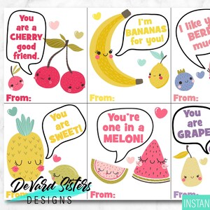 Fruit Valentine Cards, Valentine&#39;s Day Cards, Cherry Valentine&#39;s Day, Watermelon Valentines, February 14, Love Day, Digital Download