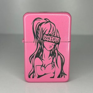 Personalised Waifu Flip Lighter Custom Gift For Gamer Weeb Anime Lovers Custom Engraved Unique Present Waifu Material