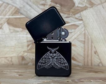 Deaths-head Hawkmoth Custom Engraved Lighter Personalised Acherontia Atropos Entomology Taxidermy Gothic Occult Art Death Head Skull Moth