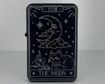 Personalised Moon Tarot Card Lighter Custom Message Engraved Gift