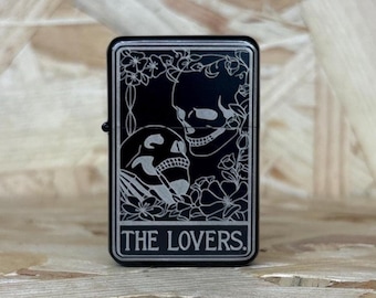 Personalised The Lovers Tarot Card Lighter, Spiritual Witchy Gift Custom Engraved Message Personalise Build Your Own