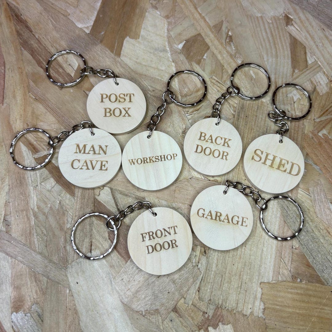 Personalised Engraved Wooden Keyring - Custom Text Message - Etsy