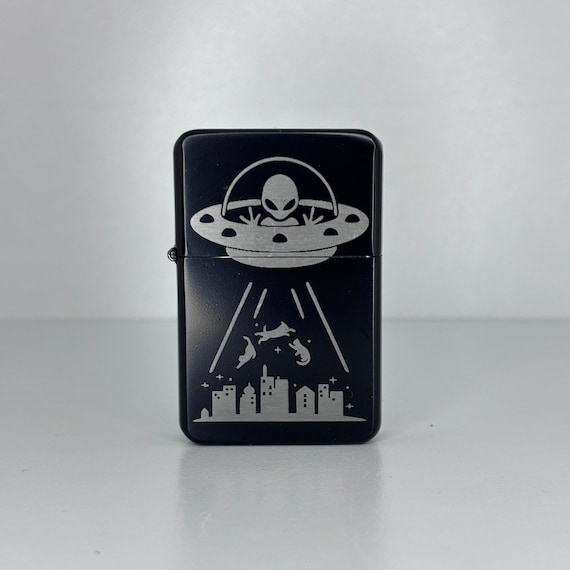 Personalised Alien Abduction Lighter Custom UFO Flip Top Engraved Space  Gift Sci-fi Metal Keepsake Unique Anniversary Present for Him Her