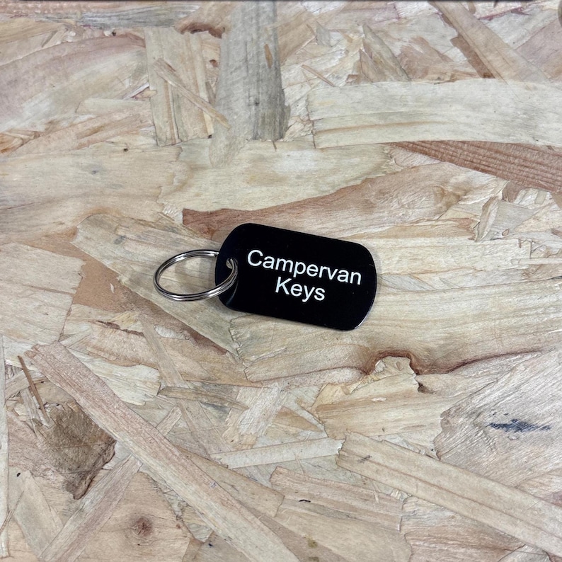 Personalised Campervan Keys Metal Engraved Dog Tag Key Ring Custom ...