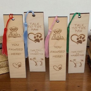 Engraved Wooden Dog Bookmark: Funny Pet Quote, Book Lover Gift
