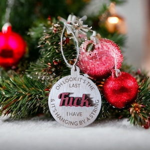 Christmas Adult Funny Bauble Decoration 3&quot; Wooden Handmade Bauble Humour Adult