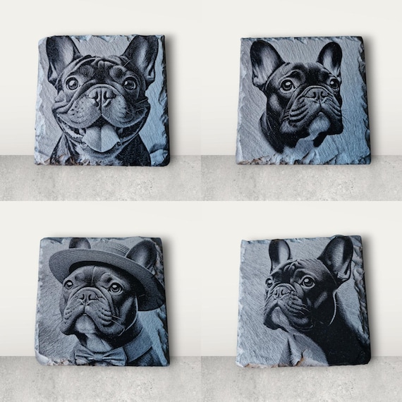 French Bulldog Slate Coasters: Dog Lover Gift, Set of 4 or  display picture 3