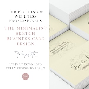 Doula Business Card Template | Sketch Design | Yellow | Minimalist | Birth Professional | Customizable | Instant Download | Fertile Optimism