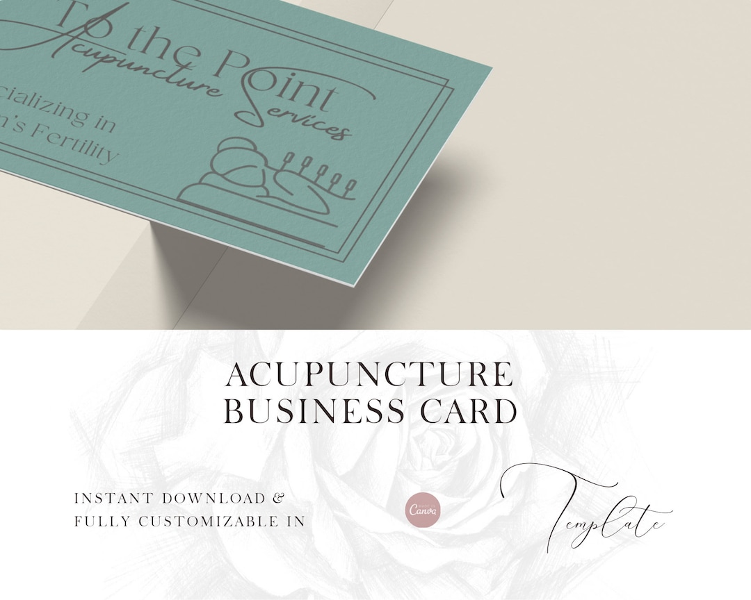 Business Card: Elegant Feminine Acupuncture Business Card Template for ...