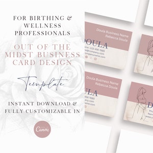 DOULA Business Card | Double-sided Business Card | Midwife Card | Birth Professional Card | Birthing | Rose-Brown Color | Marketing Card