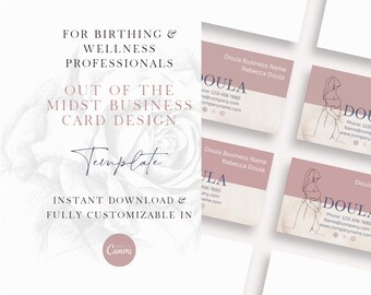 DOULA Business Card | Double-sided Business Card | Midwife Card | Birth Professional Card | Birthing | Rose-Brown Color | Marketing Card