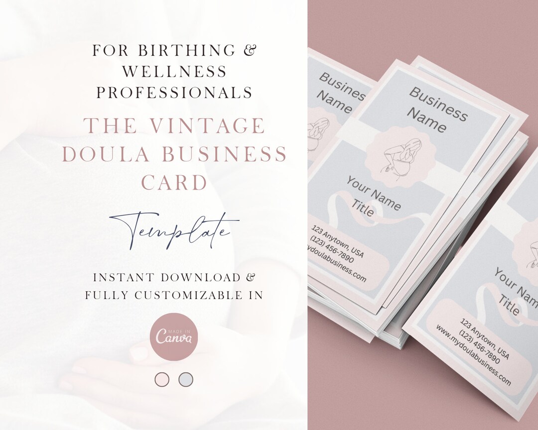 Vintage Business Card | Doula Business Card Template | Pastel Business ...