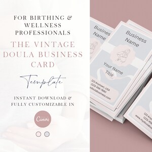 Vintage Business Card | Doula Business Card Template  |  Pastel Business Card | Midwife| Customizable | Instant Download | Fertile Optimism