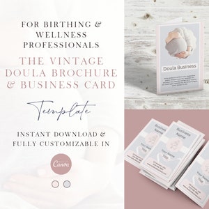 Vintage Business Card & Brochure Bundle | Childbirth | Doula | Lactation | Midwife | Customizable | Instant Download | Fertile Optimism