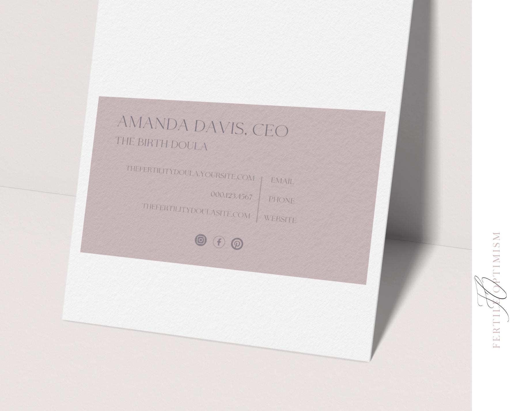 Doula Rack Card Examples Instant Download Doula Card Template | Editable & Printable ...