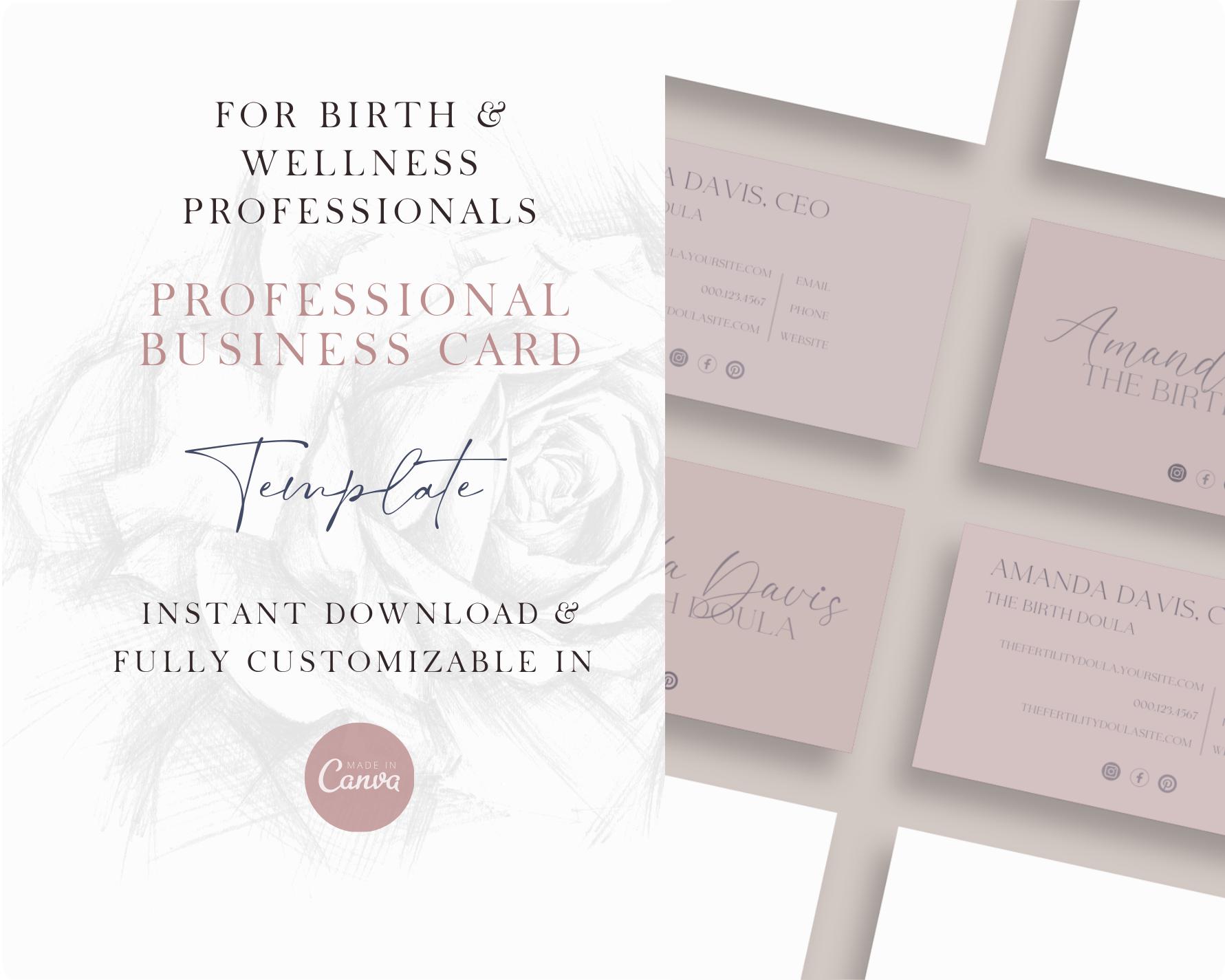 Instant Download Doula Card Template | Editable & Printable ...