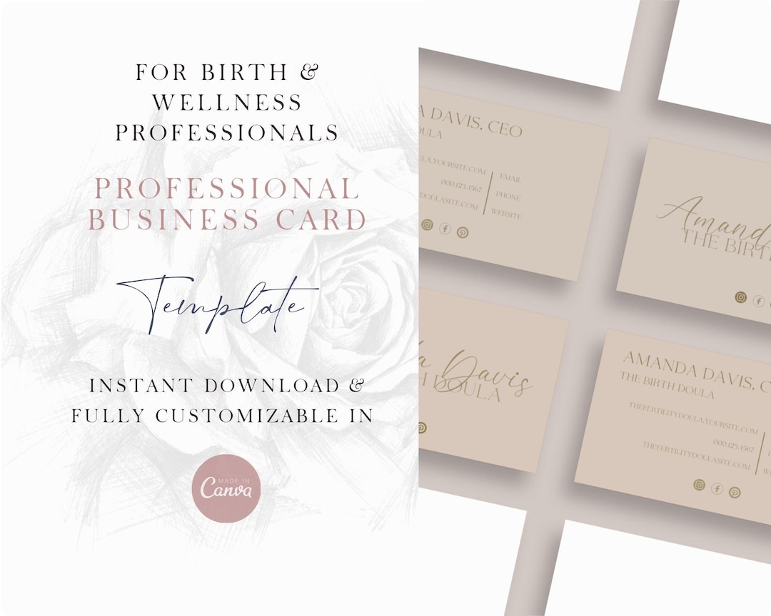 Doula Rack Card Examples Printable Doula Business Card Template | Instant Download | Editable ...