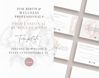 Birth Doula Business Card Instant Download  | Editable Template for Birth Professionals | Printable Design | Digital File