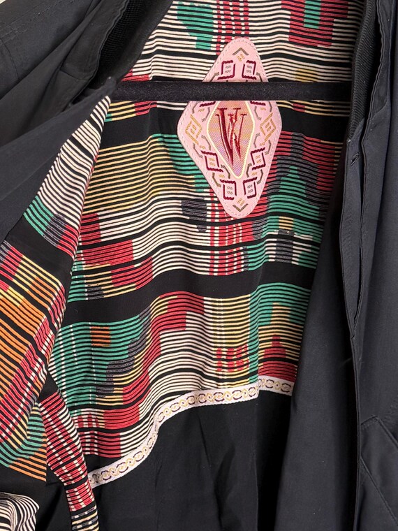 Pal Zileri, Vintage Pal Zileri 100% Silk Bomber Jacket Size 52 IT US 42 L - Luxury Italian Silk Windbreaker Memphis Pop Art Geometric Lining Design