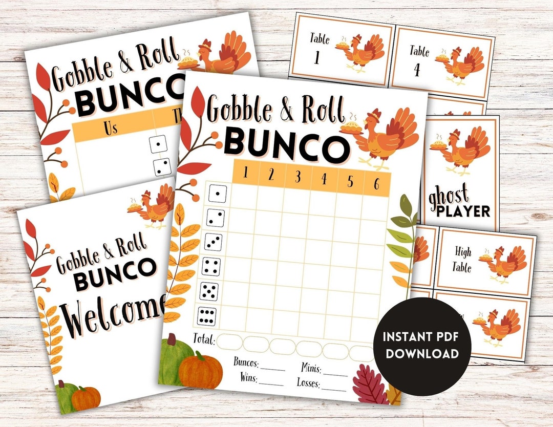 Bunco Score Cards Printable Thanksgiving Family Party Game - Etsy
