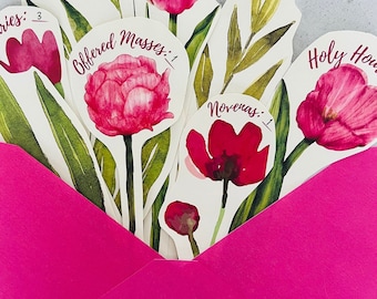 Spiritual Bouquet - Catholic Prayer Card Pink