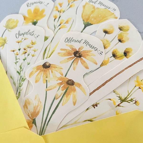 Spiritual Bouquet - Catholic Prayer Card Yellow