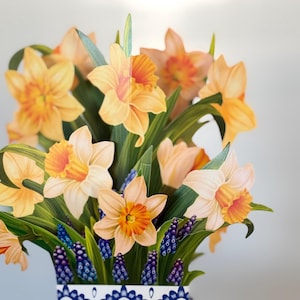Tarjeta emergente con flores - Narcisos - Tarjetas para el día de San Valentín, regalo para maestros, bodas, cumpleaños, aniversarios, día de la madre, todas las ocasiones, 3D
