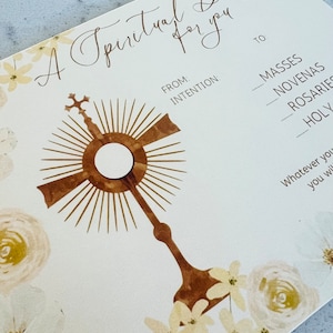 Biglietto con bouquet spirituale – Biglietto di preghiera per l'adorazione cattolica