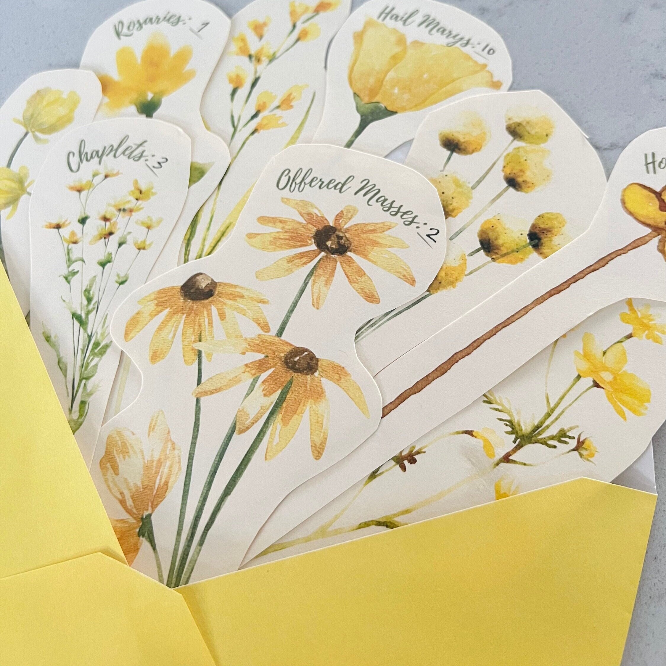 Spiritual Bouquet - Catholic Prayer Card Yellow