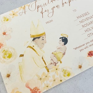 Carte de bouquet spirituel de baptême - carte de prière catholique