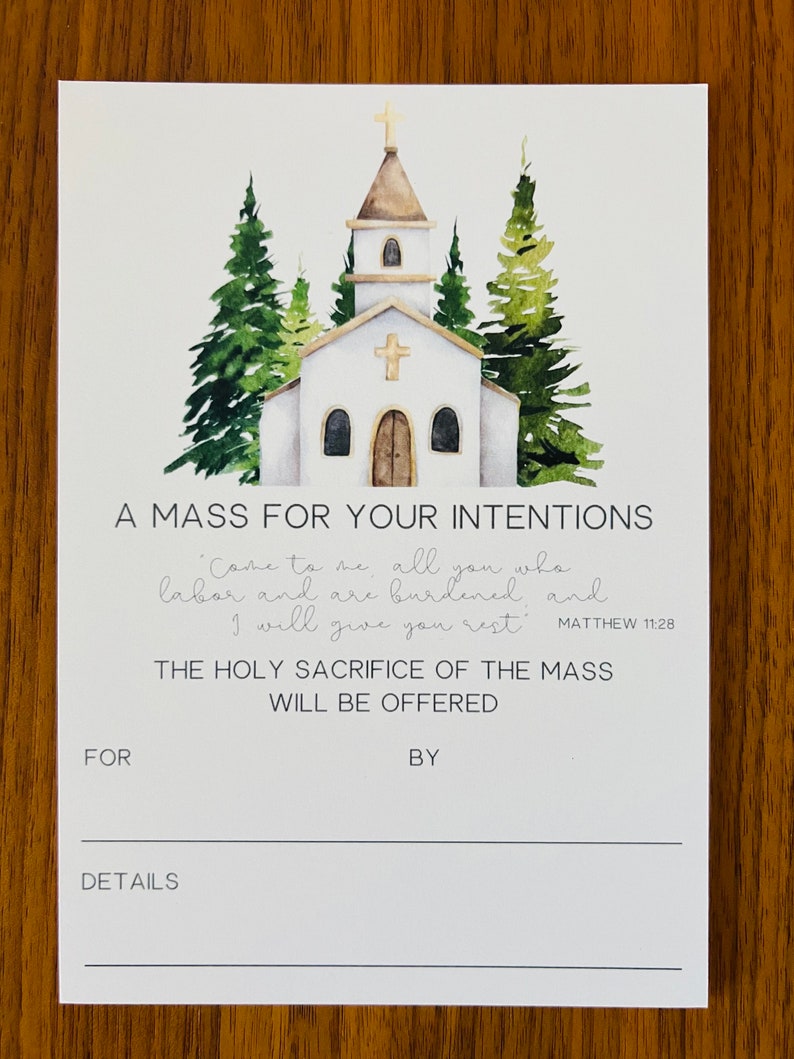Mass Intentions Examples Catholic Prayer Card Printable – Spiritual Bouquet – Mass Intention ...