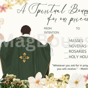 Scheda del bouquet spirituale del sacerdote - Scheda di preghiera cattolica