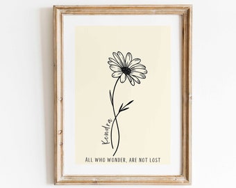Fleur de mois de naissance personnalisée impression un dessin au trait fleur de naissance cadeau photo personnalisé jardin maman anniversaire cadeau pour grand-mère cadeau imprimable