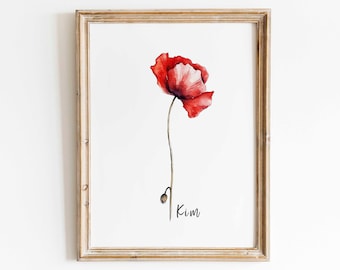 Fleur de mois de naissance impression personnalisée fleur de naissance de famille cadeau photo cadeau d'anniversaire personnalisé pour elle cadeau pour maman pour grand-mère cadeau imprimable