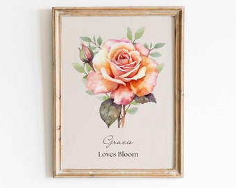 Mois de naissance impression de fleurs personnalisées en famille, fleur de naissance, cadeau photo personnalisé avec impression de jardin, cadeau d'anniversaire de maman pour grand-mère, cadeau imprimable